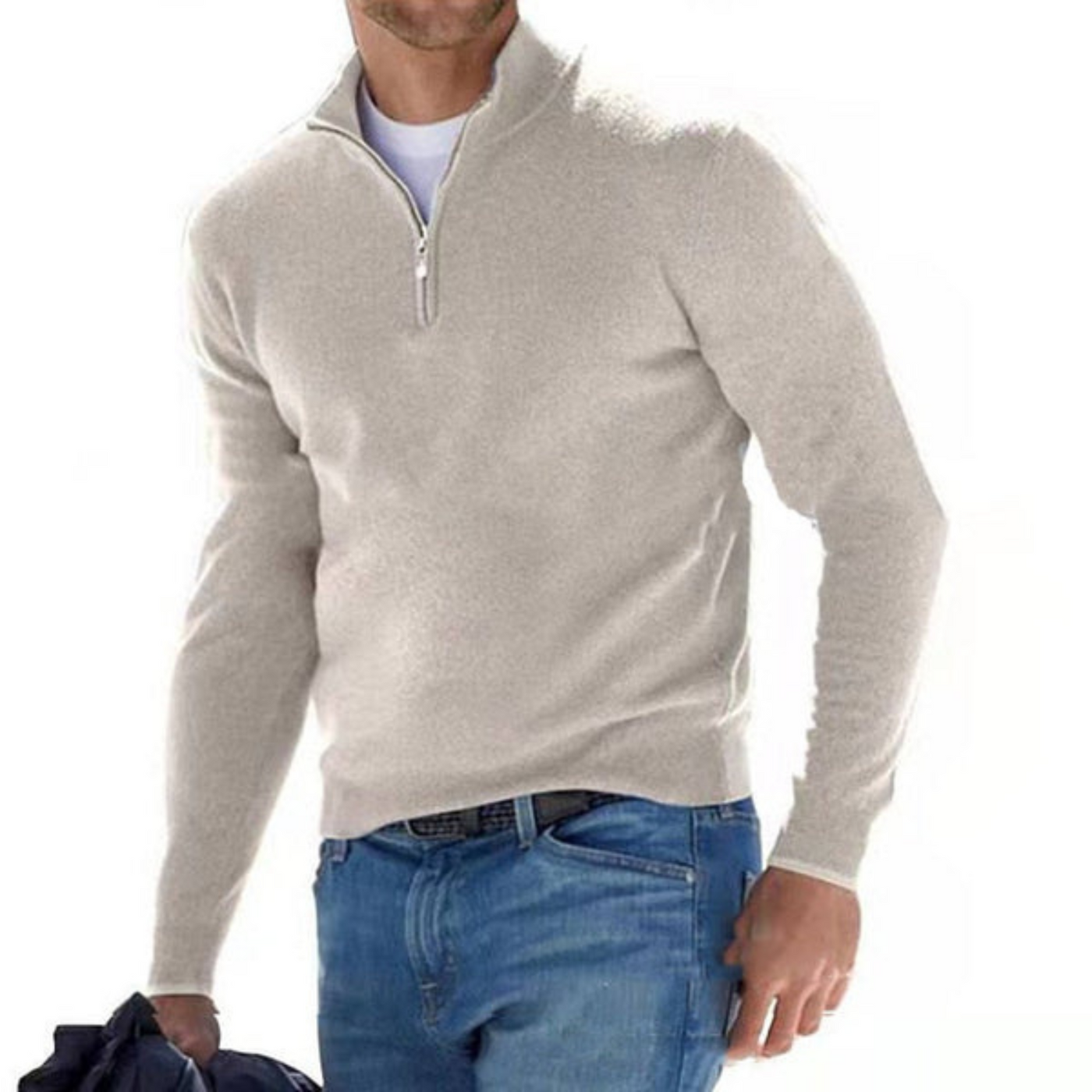 Ford™ - Pull en V en Merino avec fermeture éclair