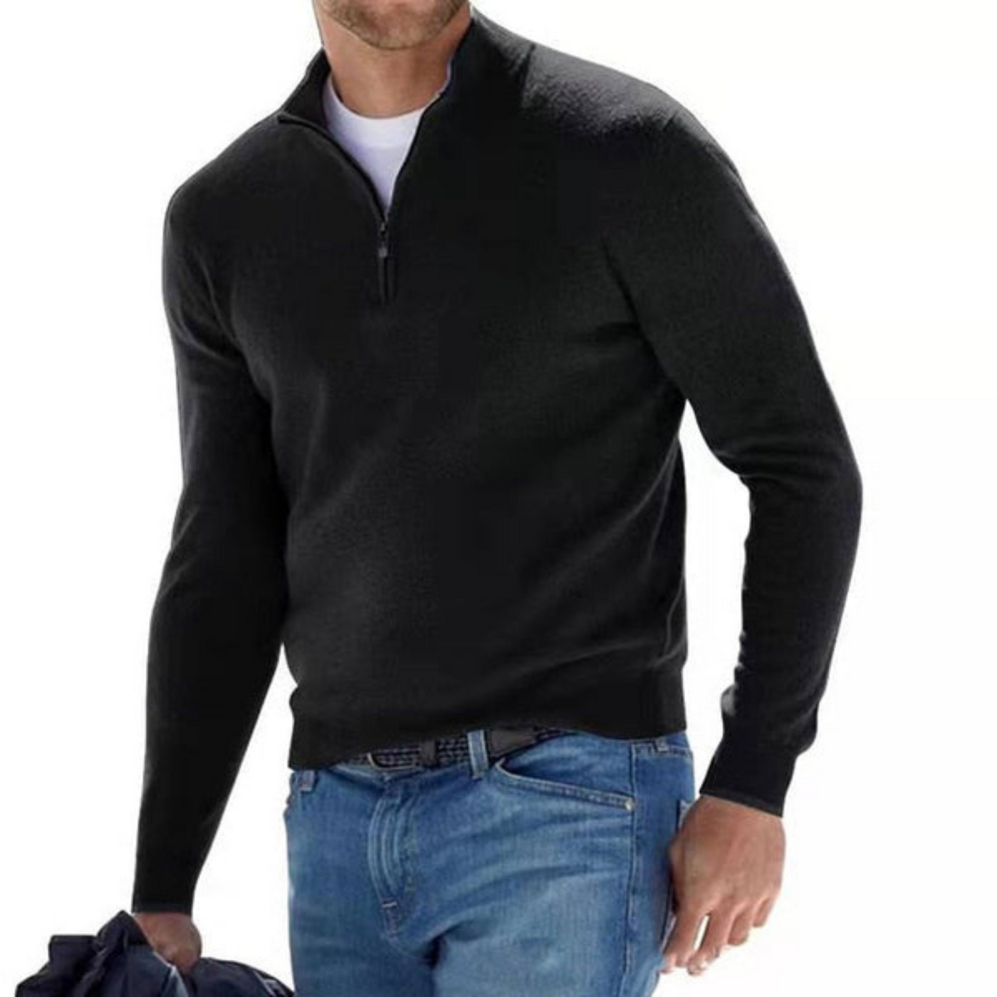 Ford™ - Pull en V en Merino avec fermeture éclair