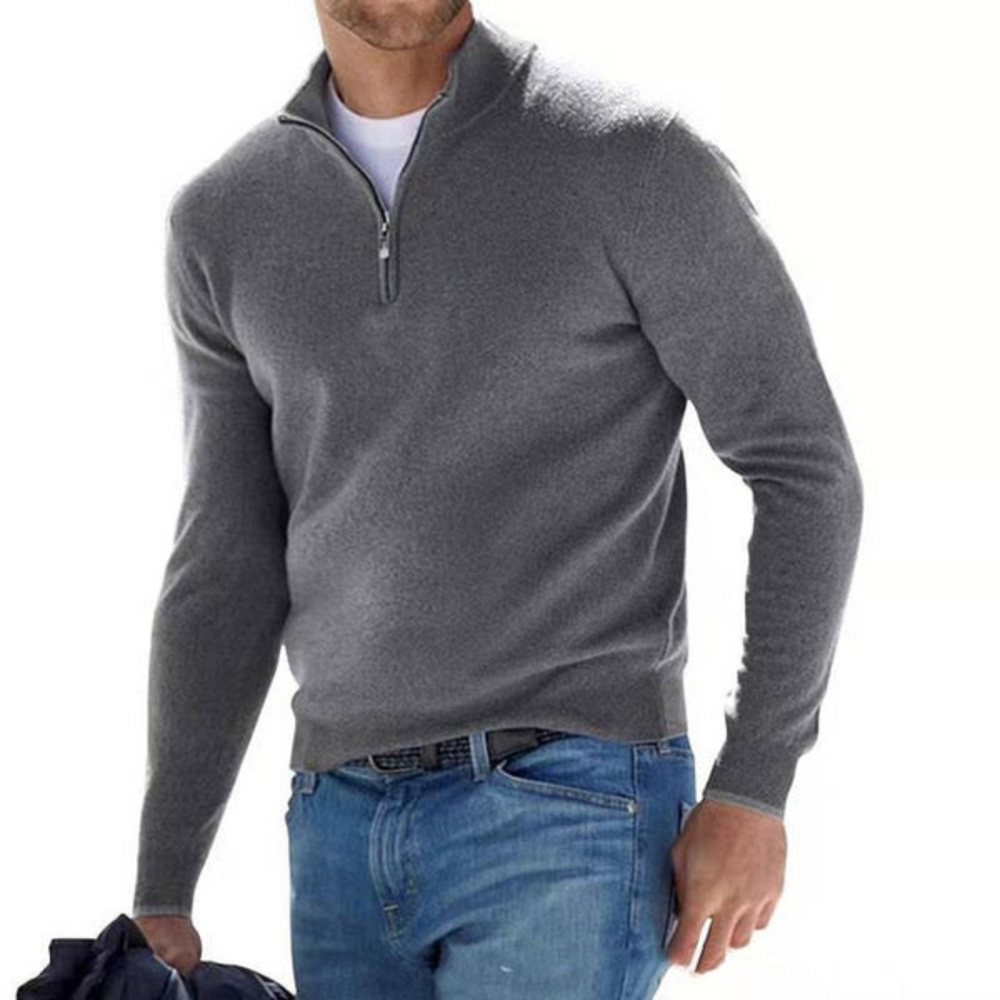 Ford™ - Pull en V en Merino avec fermeture éclair