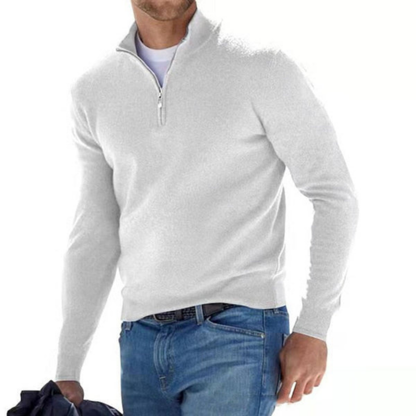 Ford™ - Pull en V en Merino avec fermeture éclair